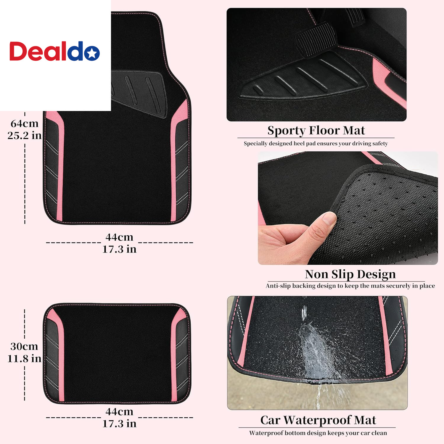 Microfiber Steering Wheel Cover and Waterproof Car Floor Mats,Leather Universal