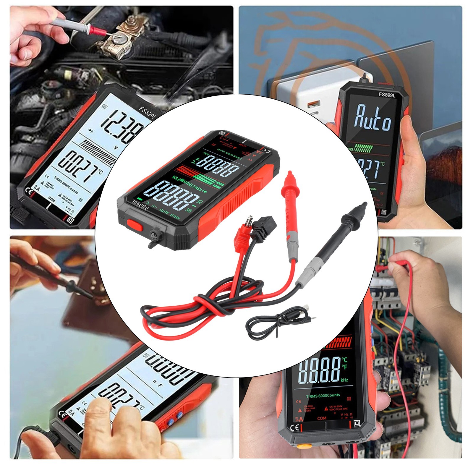 FS899L Smart Multimeter Rechargeable 6000 Counts LCD Backlight