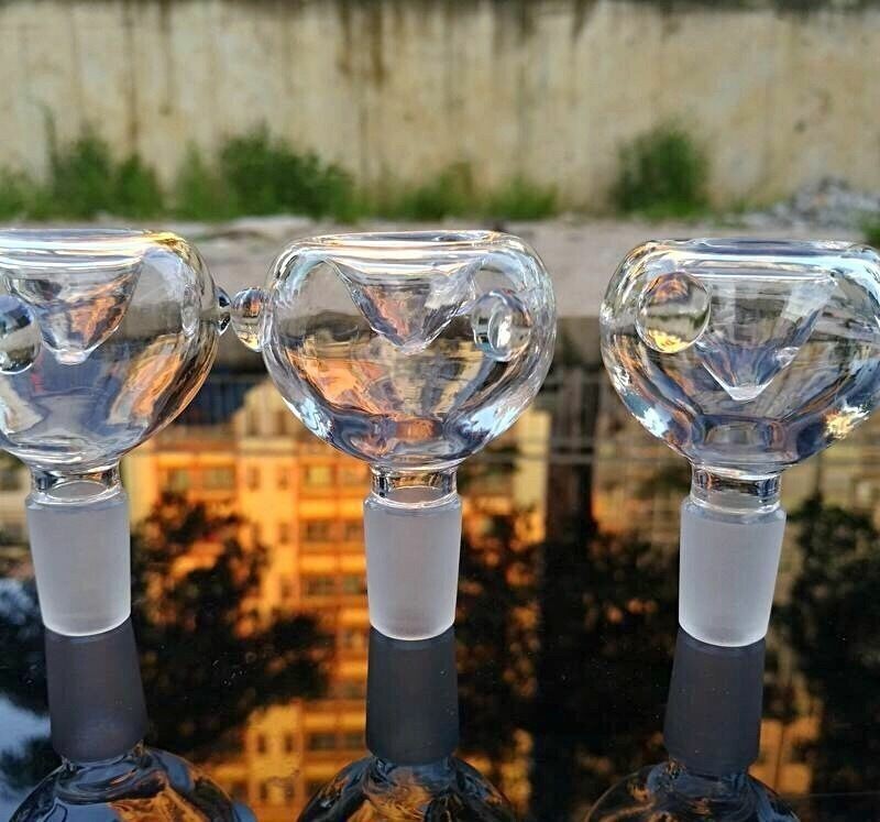 3Packs 14mm Male Slide Tobacco Bowl Glass for Water Pipes – Round Clear