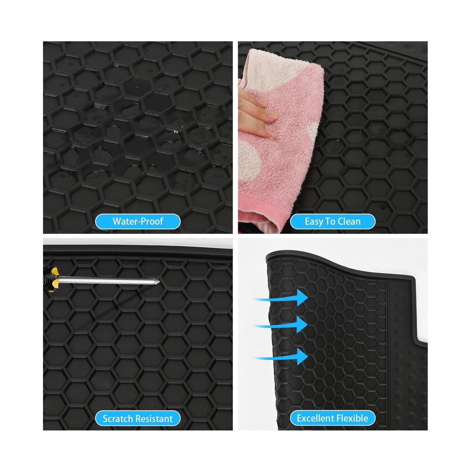 Car Floor Mats Custom For Volkswagen VW Passat 2012-24 Black Rubber All Weather
