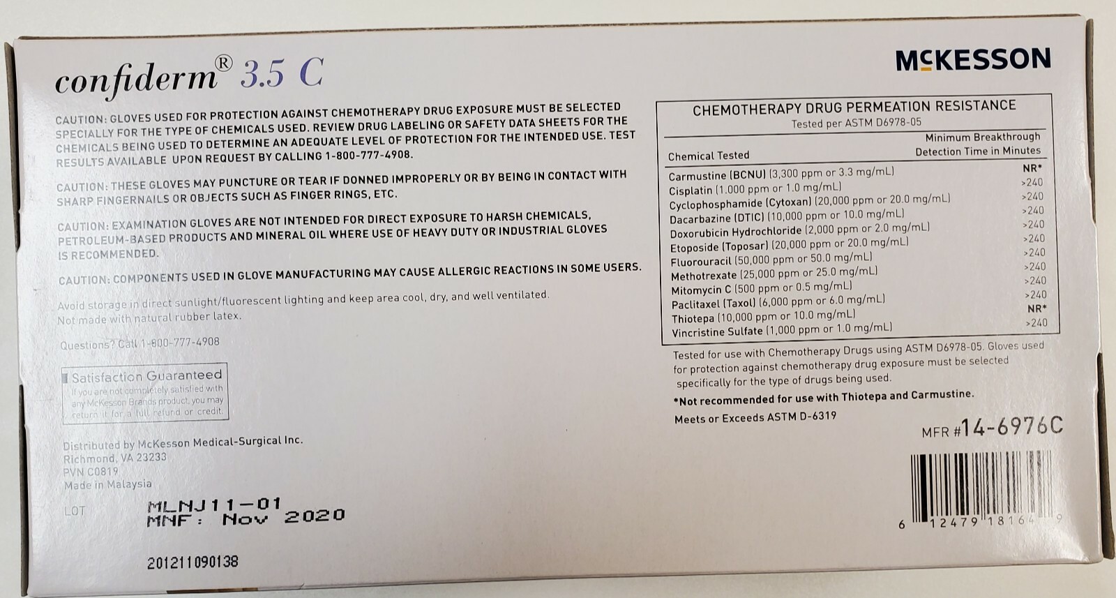 McKesson Confiderm 3.5C Exam Glove Powder Free MEDIUM 14-6976C 200 per Box