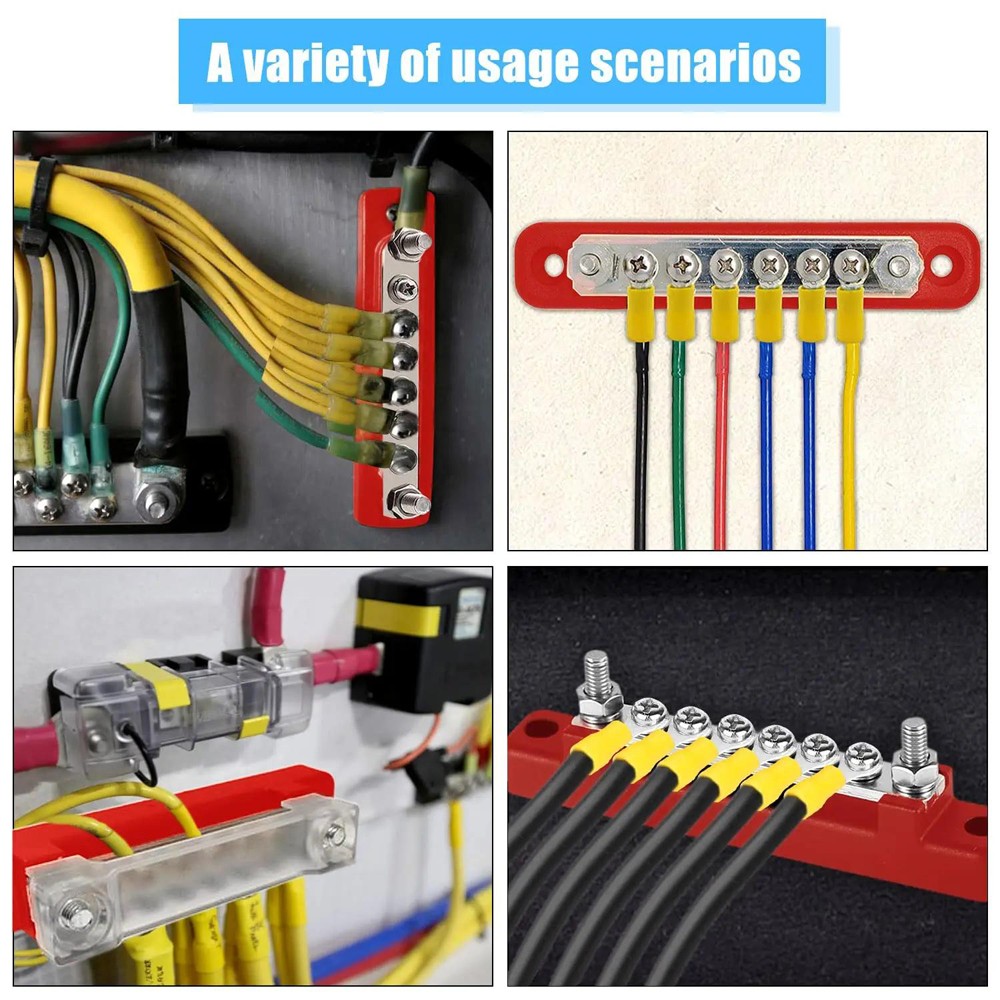 6 Way Bus Bar Power Distribution Terminal 150A Screws Battery Block for Car Boat