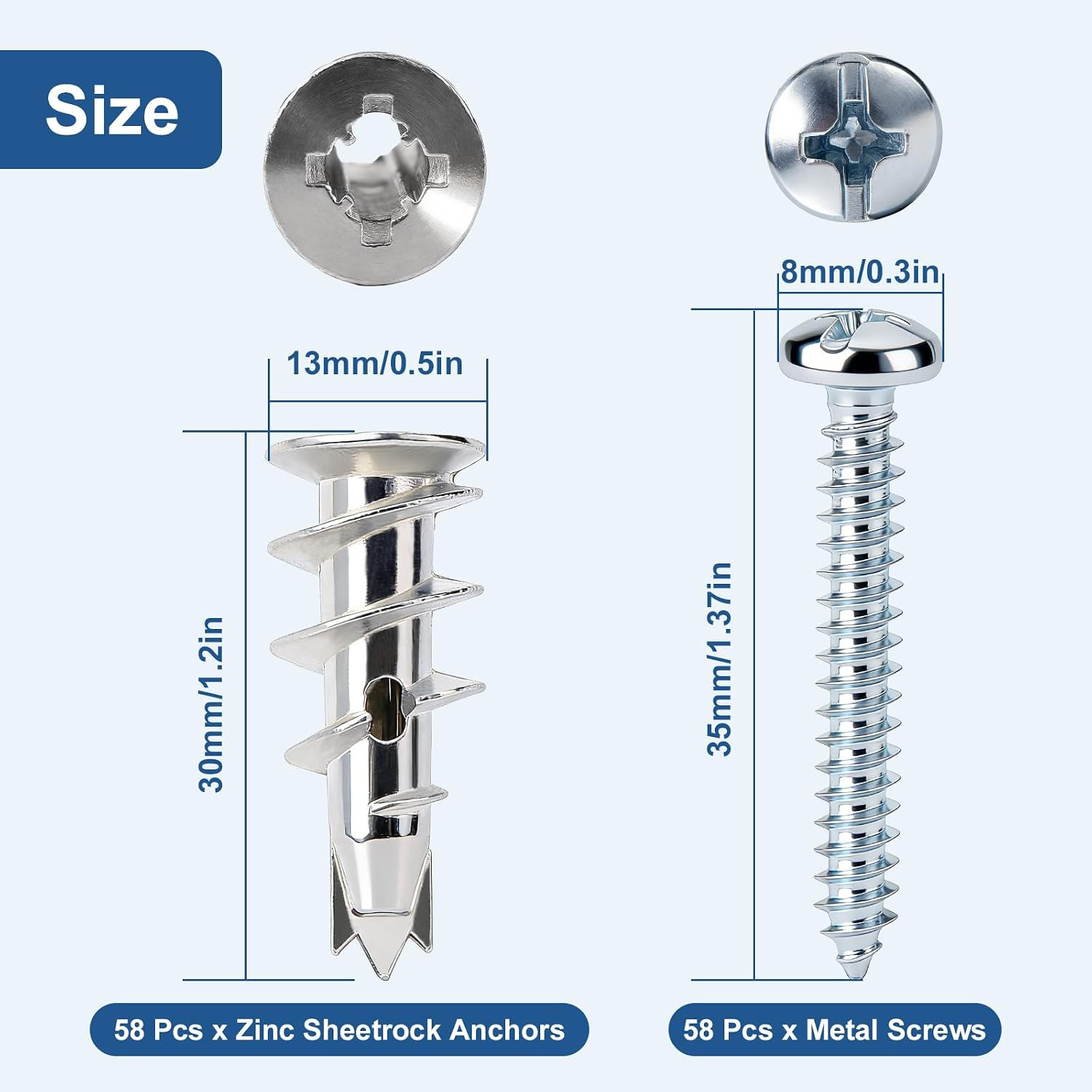 116 Pcs Premium Zinc Self-Drilling Drywall Anchors and Screws Kit, Heavy Duty…