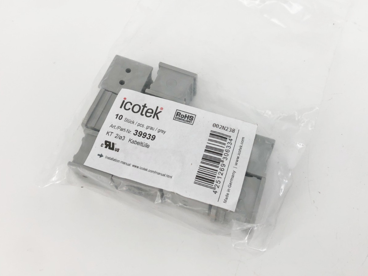 Bag of 10 New Icotek 39939 Gray Cable Grommets KT 2/ø3