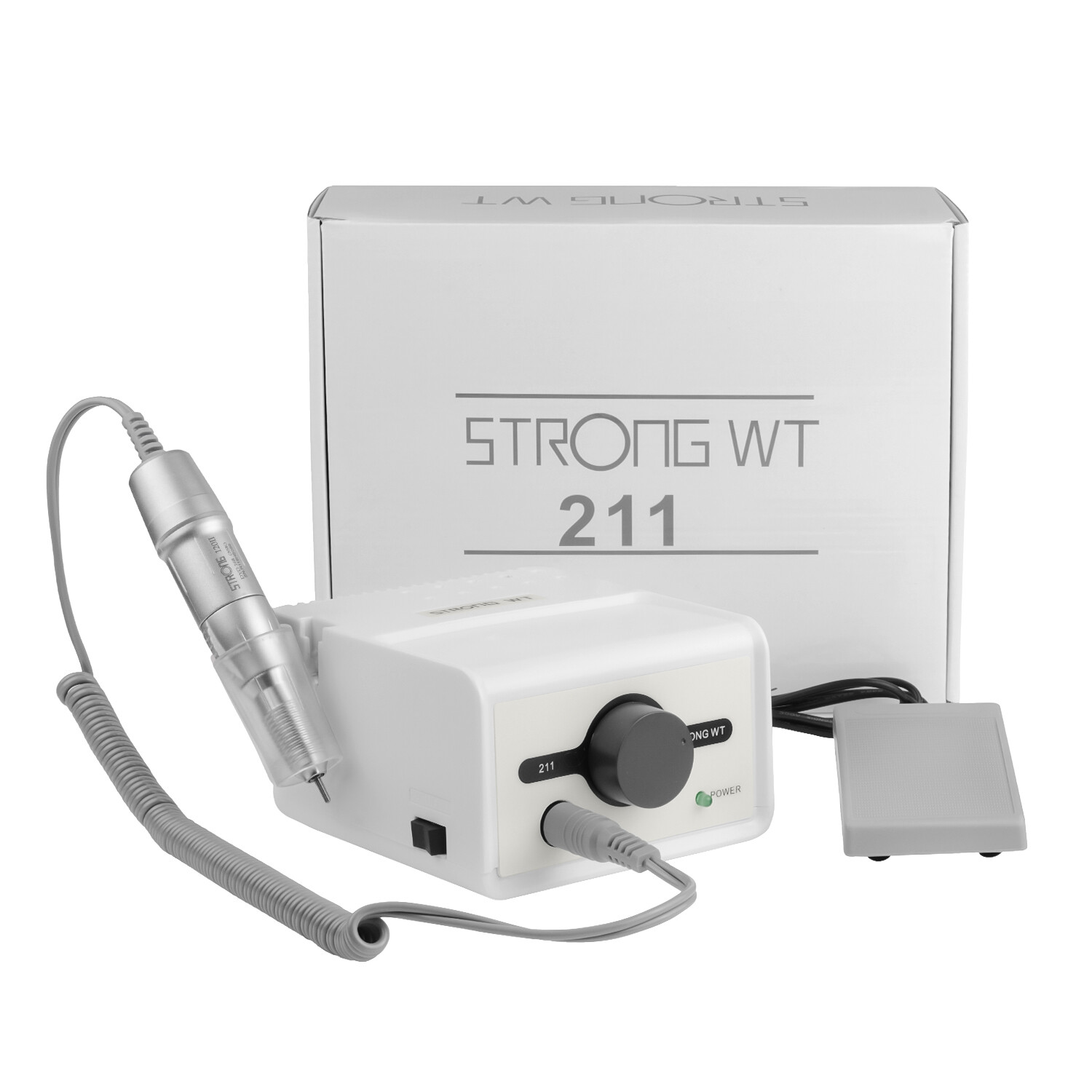 STRONG211 Micro Motor Electric Nail Drill Machine &35000RPM Handpiece 120 Silver