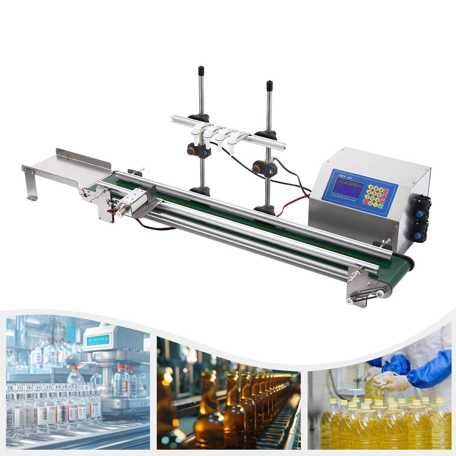 4-Head Automatic Liquid Filling Machine 10-500ml Bottle Filler Mini Filling Line