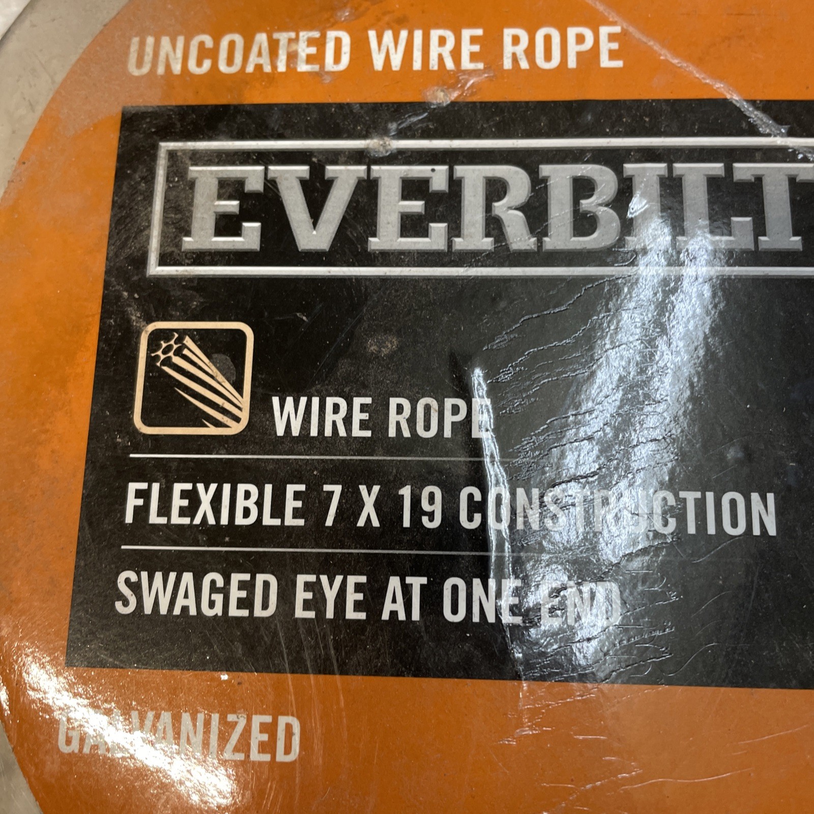 Everbilt 1/4 in. x 100 ft Galvanized Steel Uncoated Wire Rope 7×19 6.4mm x 30.5m
