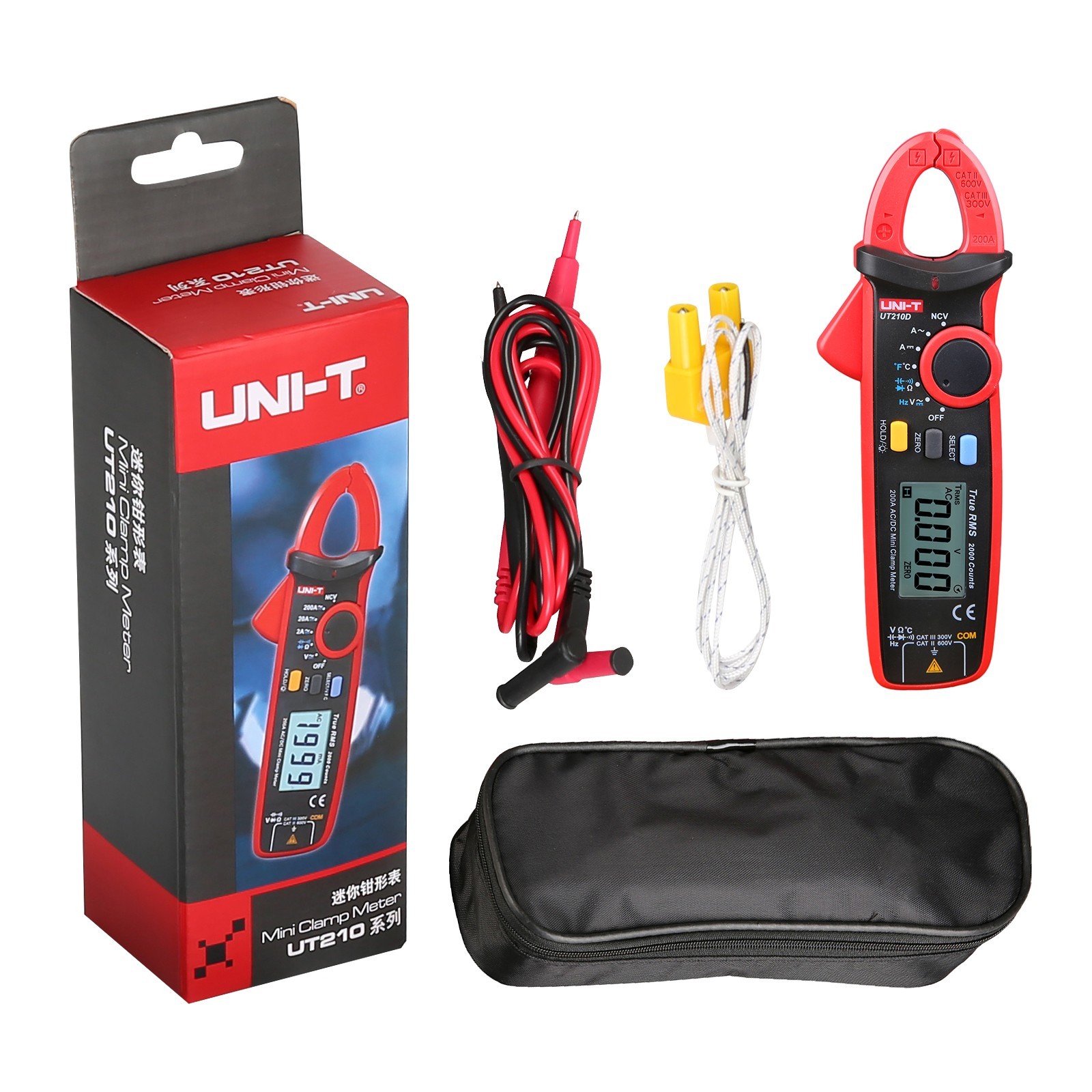 UNI-T UT210D Mini Clamp Meter NCV True RMS AC/DC Current Voltage Temperature