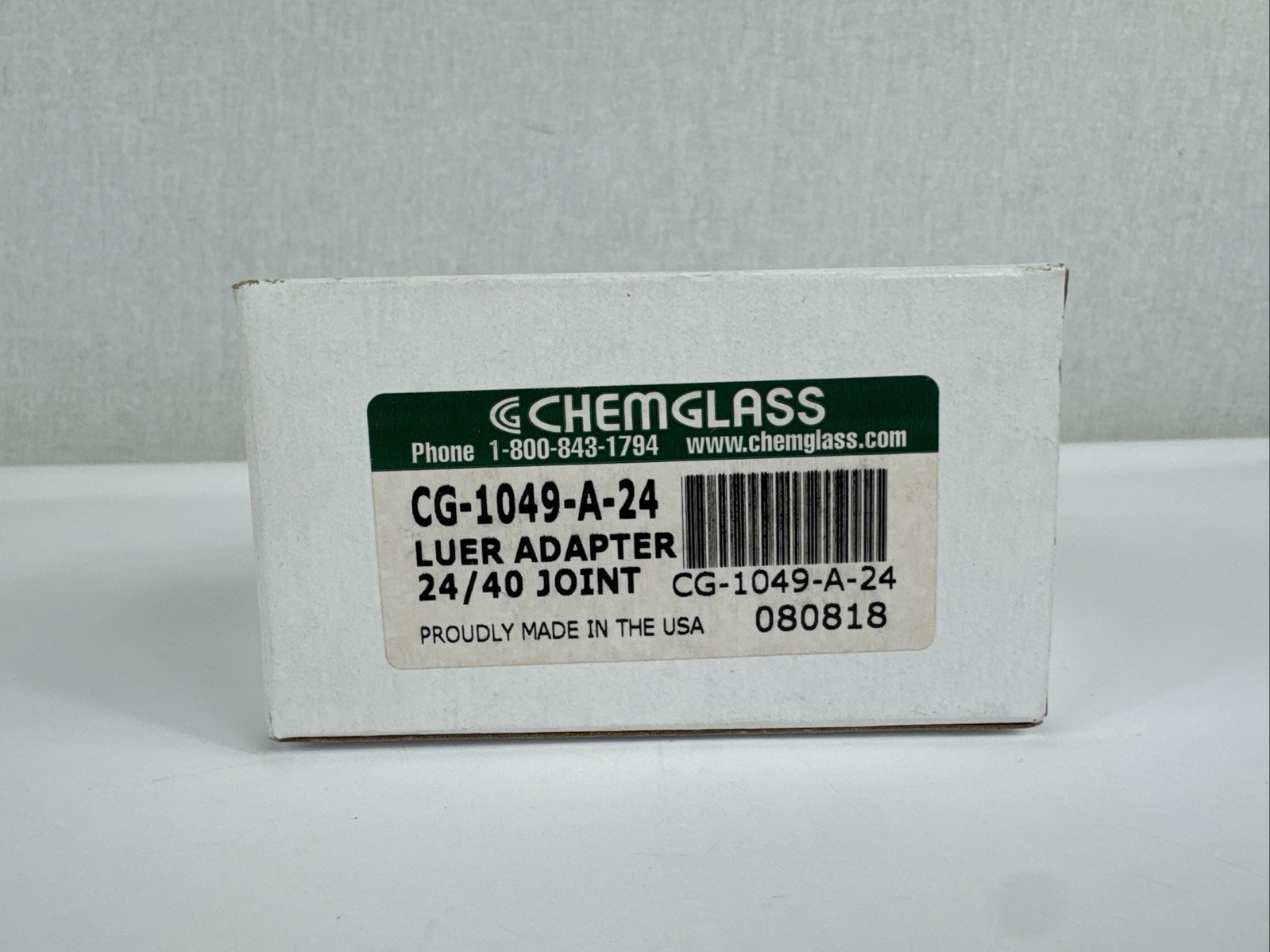 Chemglass CG-1049-A-24 Luer Adapter 24/40 Joint Brand New