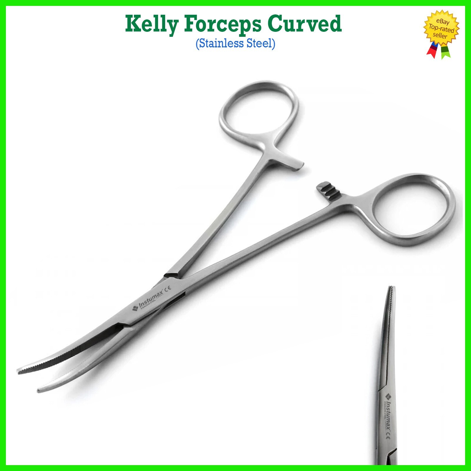 Pinza Kelly Hemostática Curva 14 cm – Acero Inoxidable Instrumento Quirúrgico