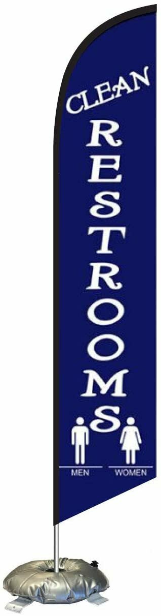 Restroom Feather Flag Kit with Cross-Base and Weight-Donut, Outdoor…