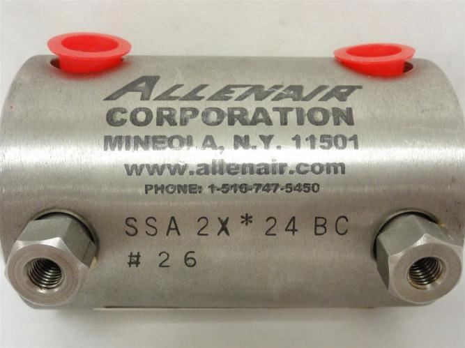 200424 New-No Box; Allenair SSA 2X* 24 BC #26 Air Cylinder; SS; 2″ B x .69″ S