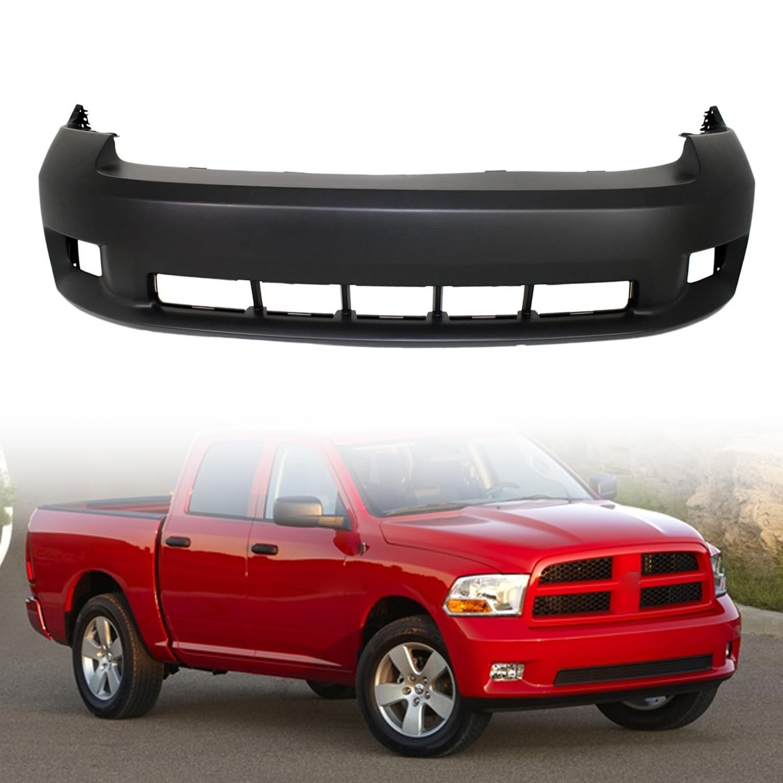 Front Bumper Cover Primed Plastic for 2009-2012 Dodge RAM 1500 1JS52TZZAA