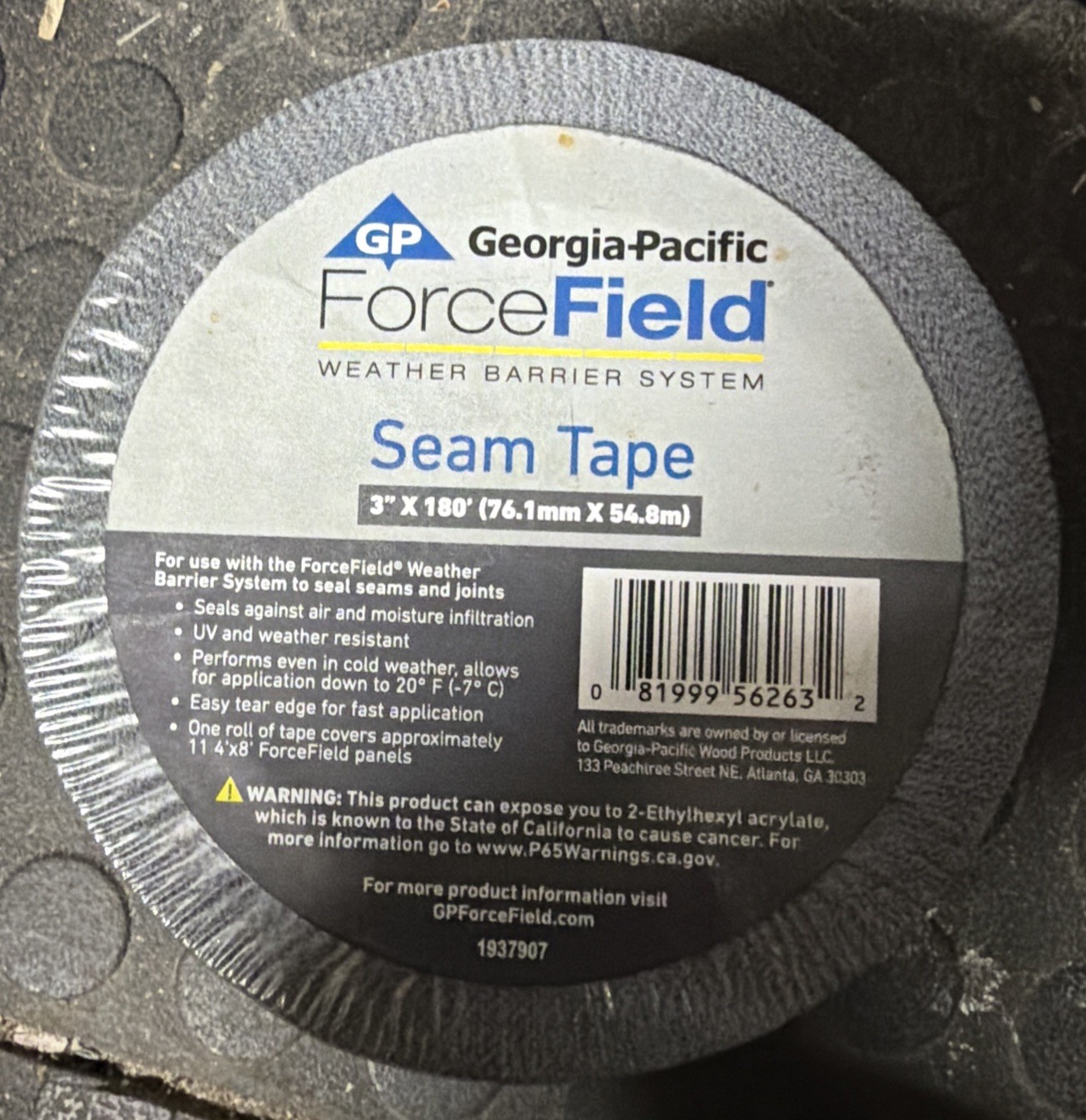 Georgia-Pacific 8pc ForceField Seam Tape 3″ x 180′ Weather Barrier Tape 1365980