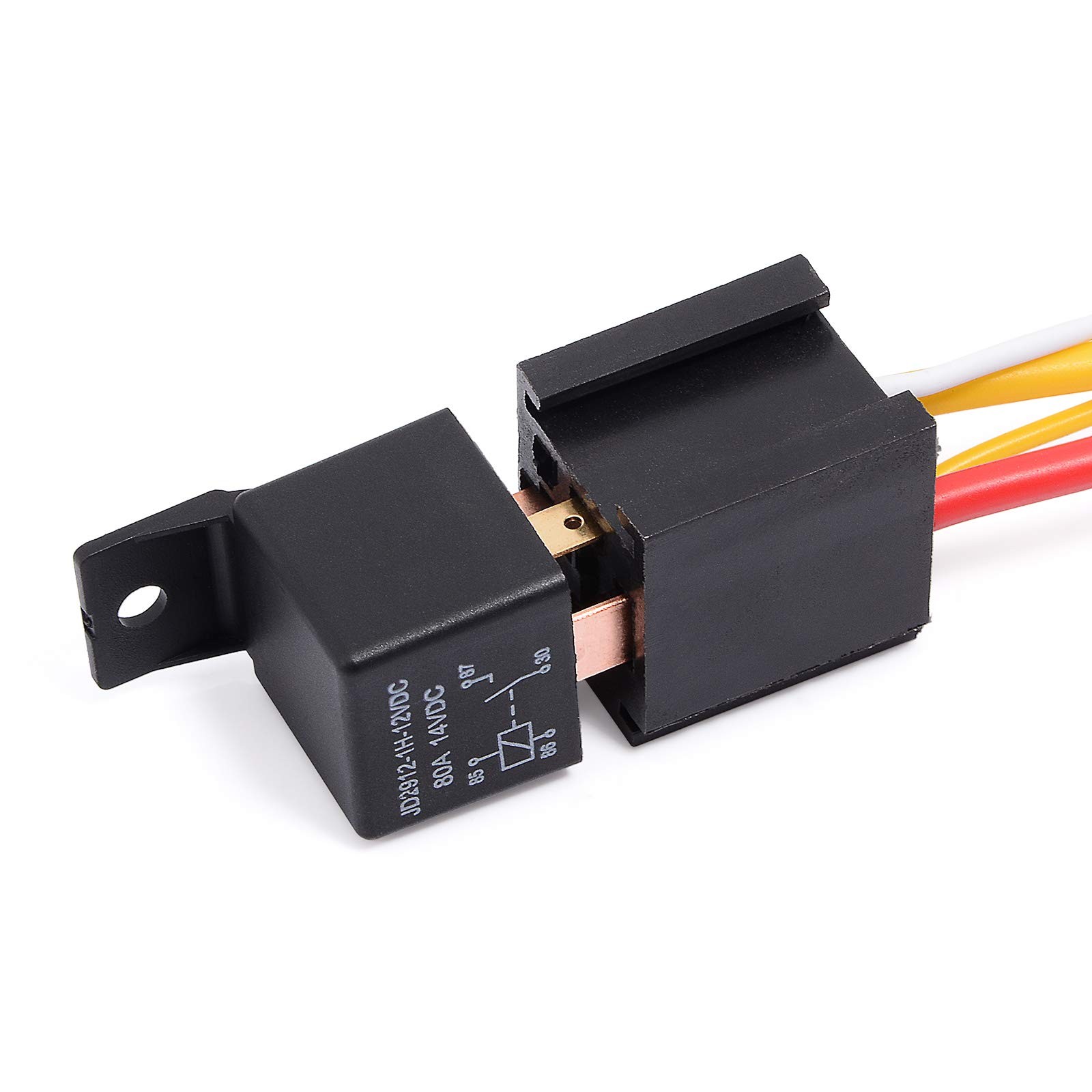 5 PCS Heavy Duty Truck Engine 4 Pin 80A 12V On/Off Normally Open Relay SPST