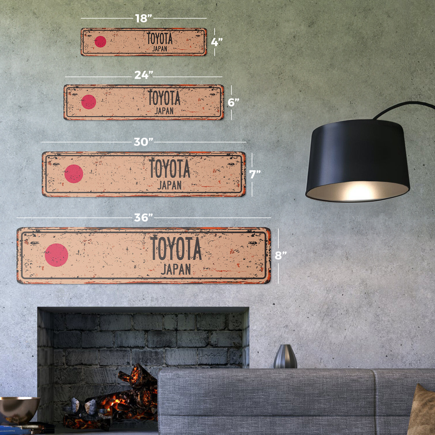 TOYOTA JAPAN Vintage Street Sign Japanese flag city country road wall rustic