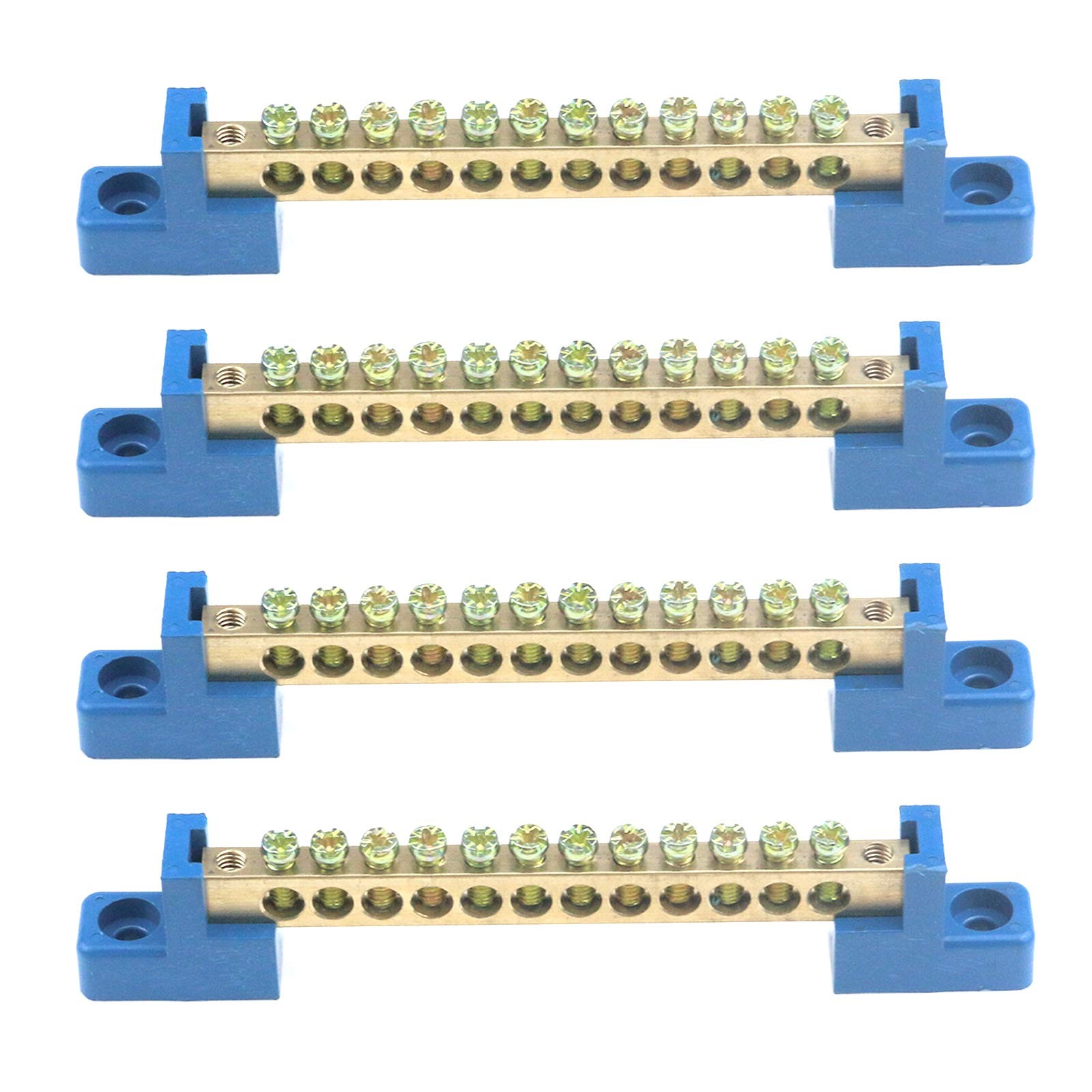 4 Pack Terminal Bus Bar 12 Position Brass Ground Distribution Block
