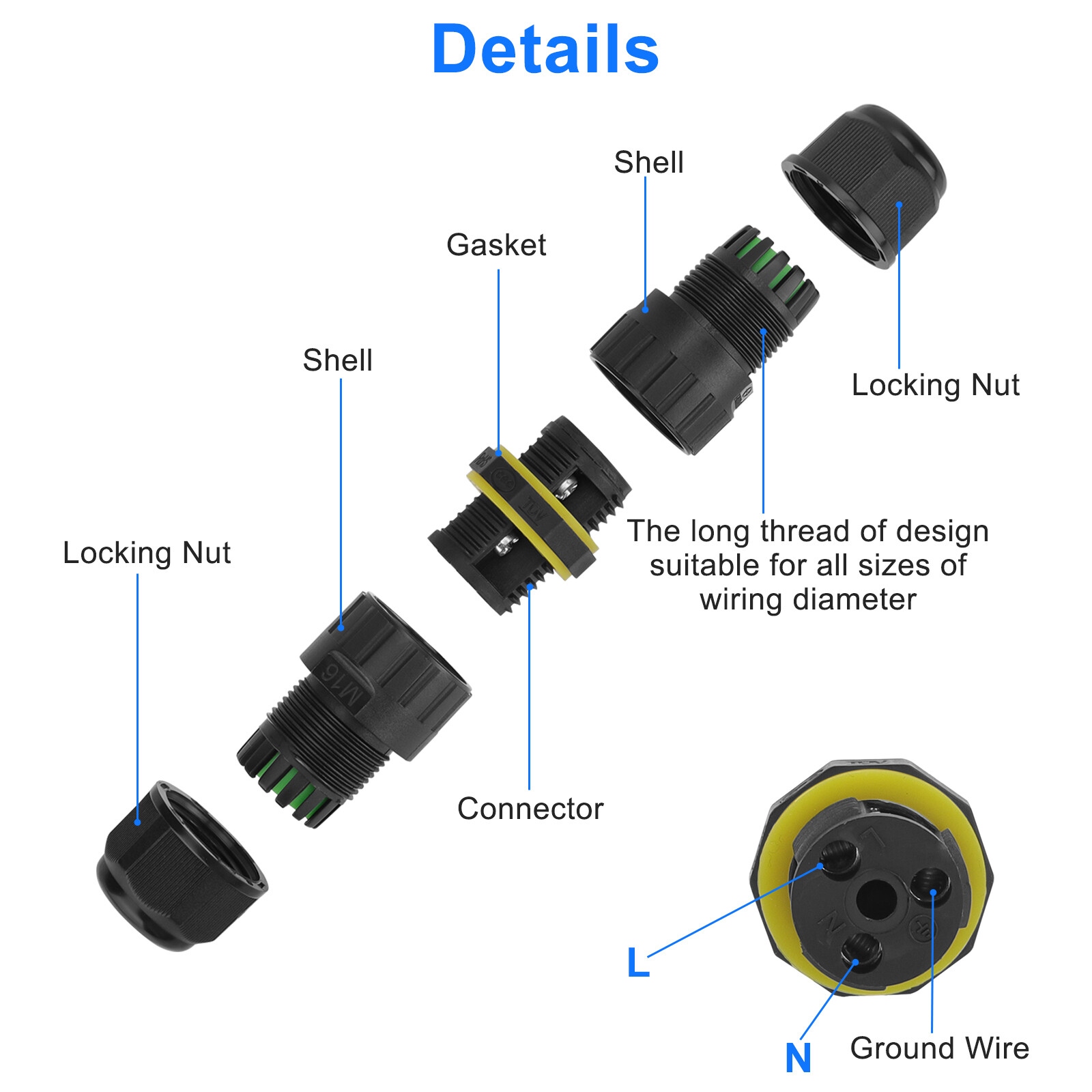 2Pin 3Pin Wire Connector Waterproof IP68 External Electrical Junction Box
