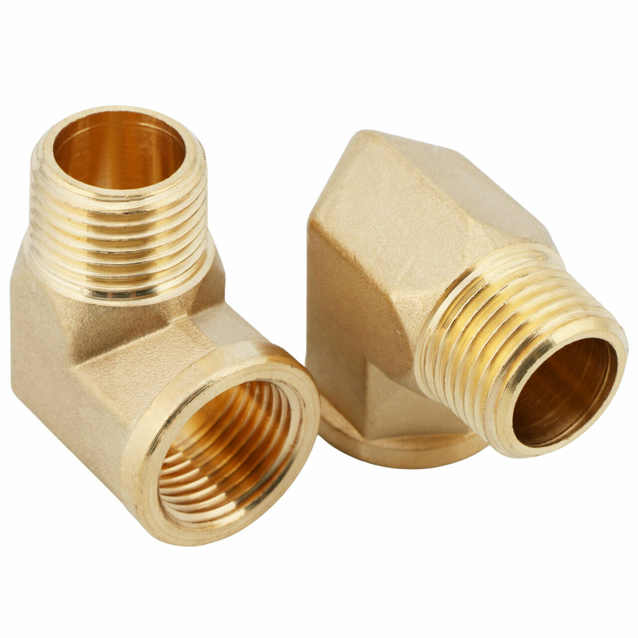 U.S. Solid 2pcs Brass Barstock Street Elbow Pipe Fitting, MNPT 1/2″ x FNPT 1/2″