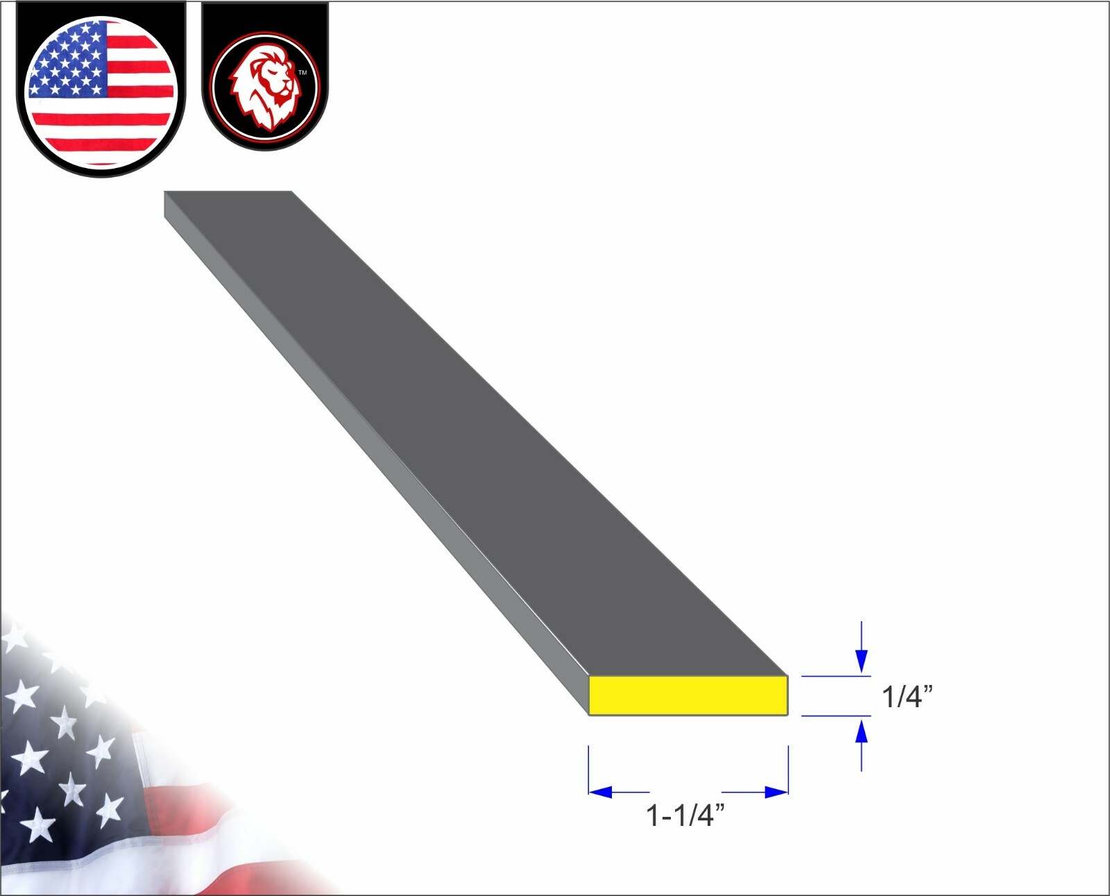 1/4″ x 1-1/4″ Metal Flat Bar – Mild Steel – Metal Stock – 12″ inch (1-ft)
