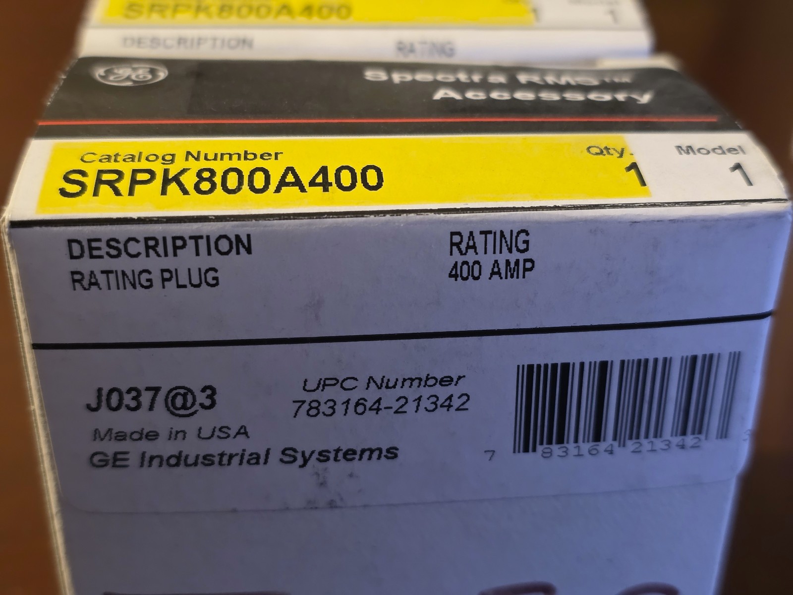 New GE SRPK800A400 Spectra RMS 400A Rating Plug for 800A Sensor Breaker