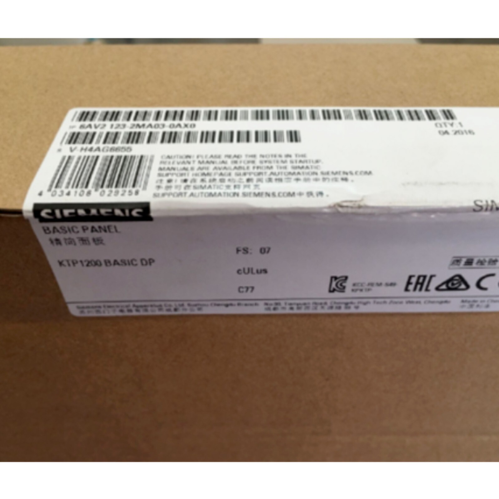 New Siemens SIMATIC KTP1200 Basic Panel 6AV2123-2MA03-0AX0 6AV2 123-2MA03-0AX0