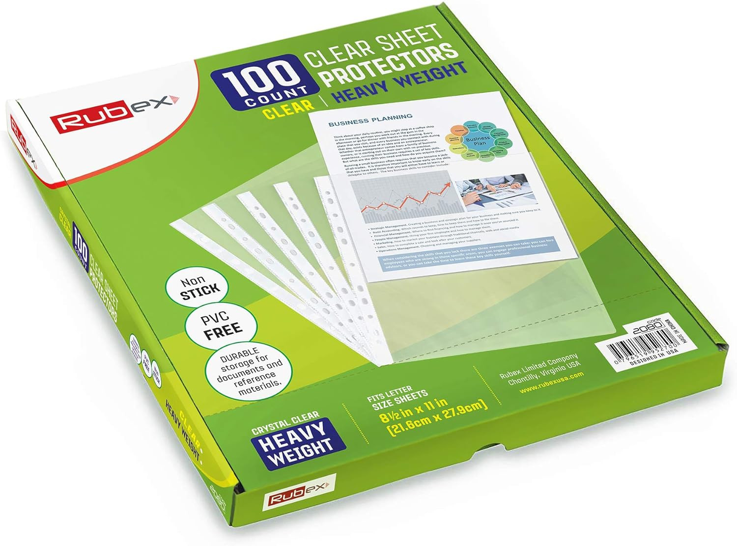 Heavyweight Sheet Protectors, Holds 8.5 X 11 Inch Sheets, 9.25 X 11.25 Inch Top