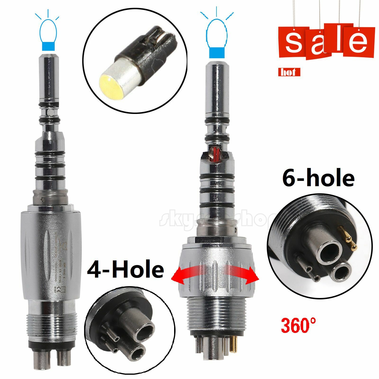 Dental LED Quick Coupler 4 Hole /6 Hole fit KAVo Multiflex Fiber Optic Handpiece