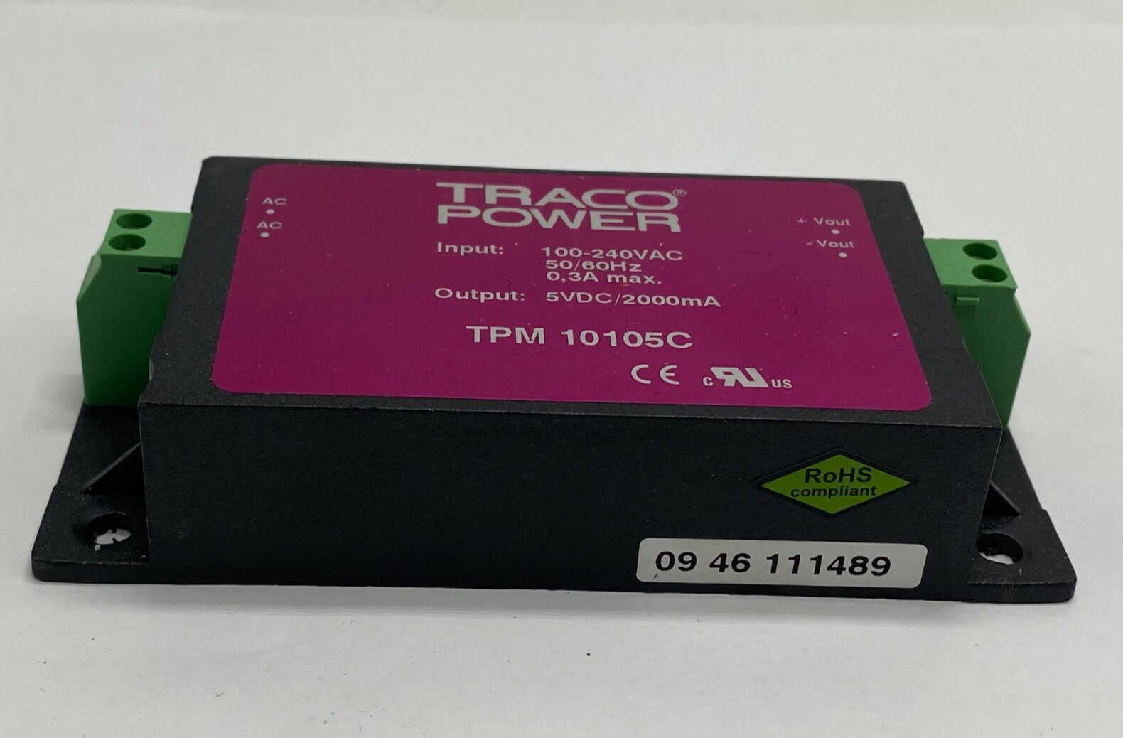 TracoPower switching encapsulated power supply TPM10105C +5vdc output