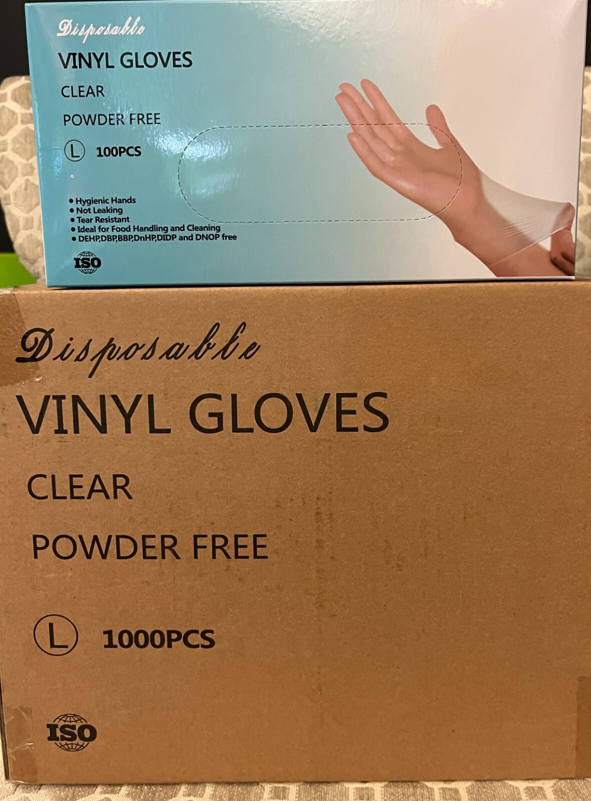 1000 L Clear Vinyl Gloves, Latex & Powder Free Food Safe Multi-Purpose