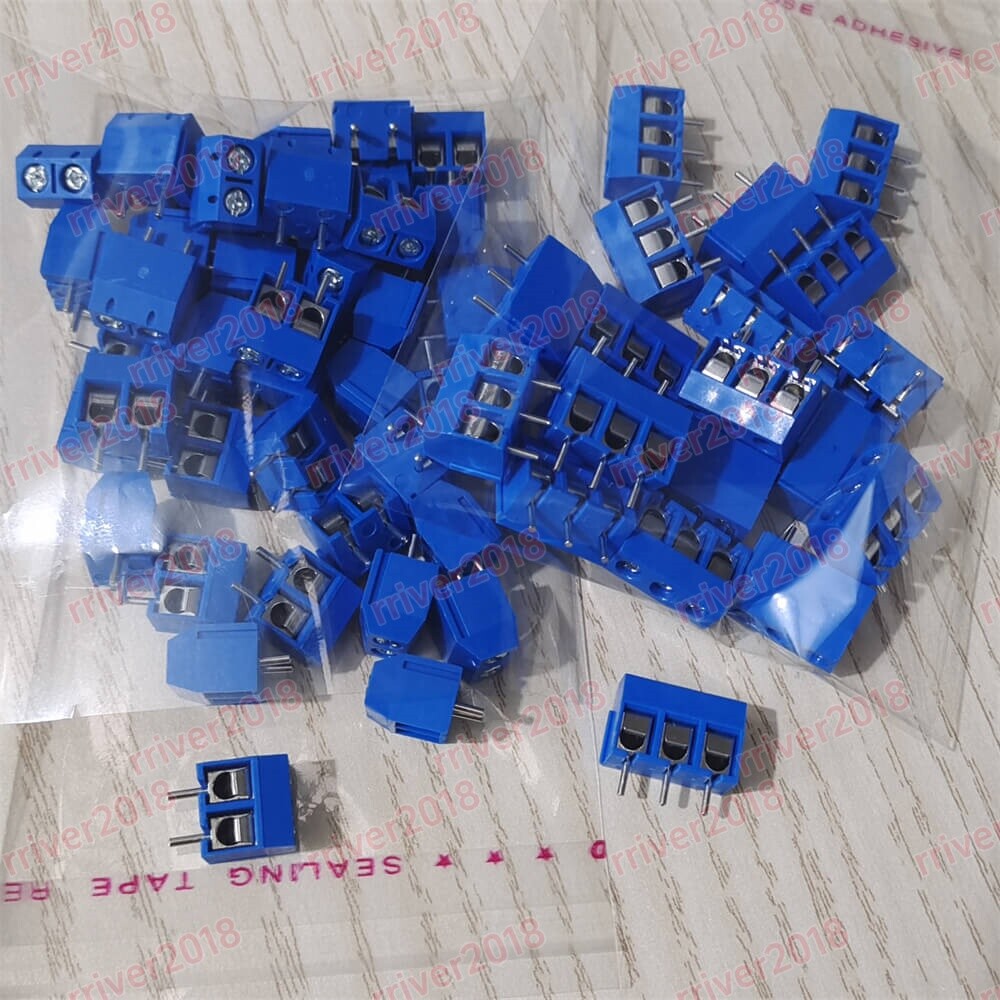 60pcs KF301-2/3-Pin Pole PCB Mount Screw Terminal Block 5mm Pitch