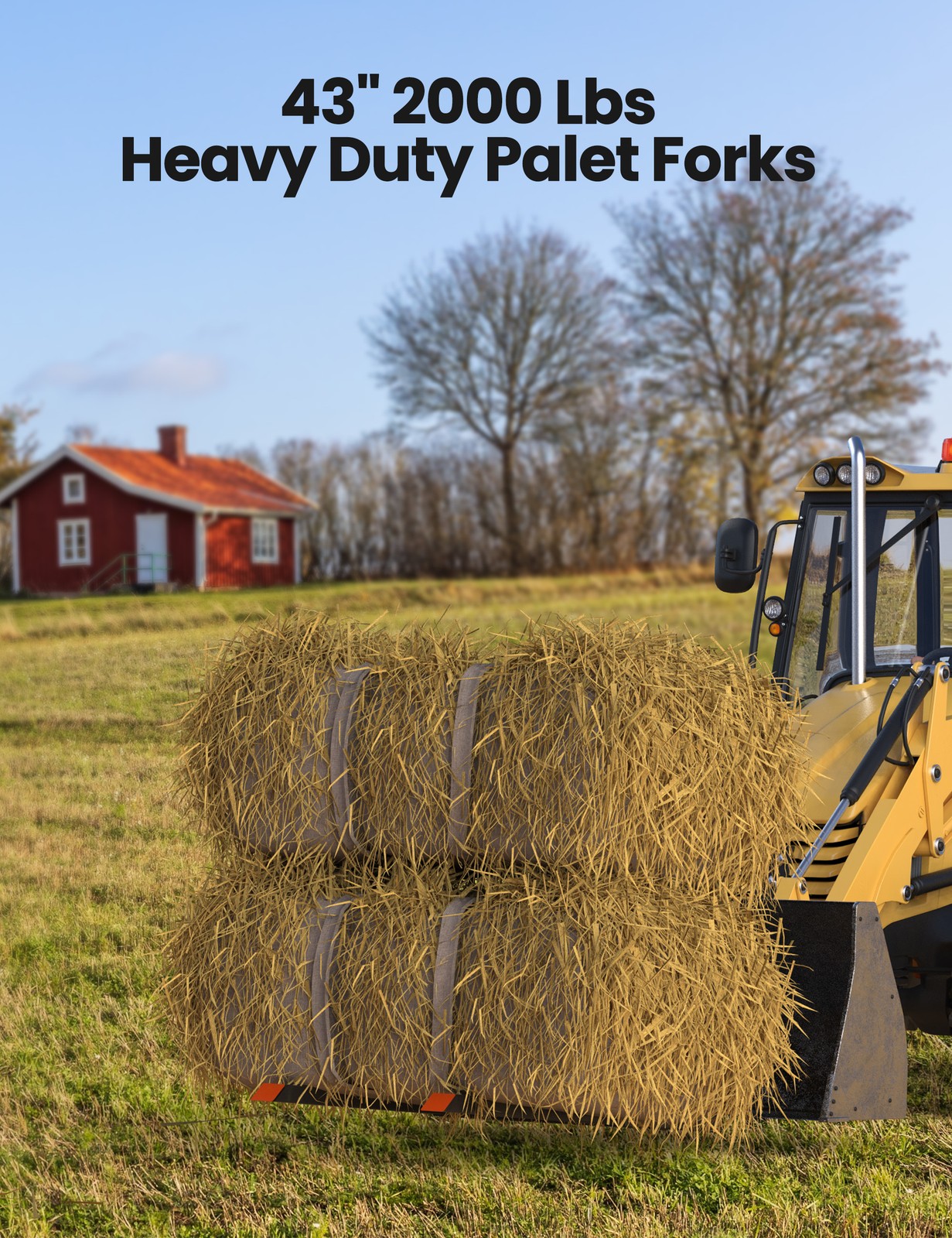 43″/60» Heavy Duty Clamp-On Pallet Forks for Tractor Buckets 2000 lbs/4000 lbs