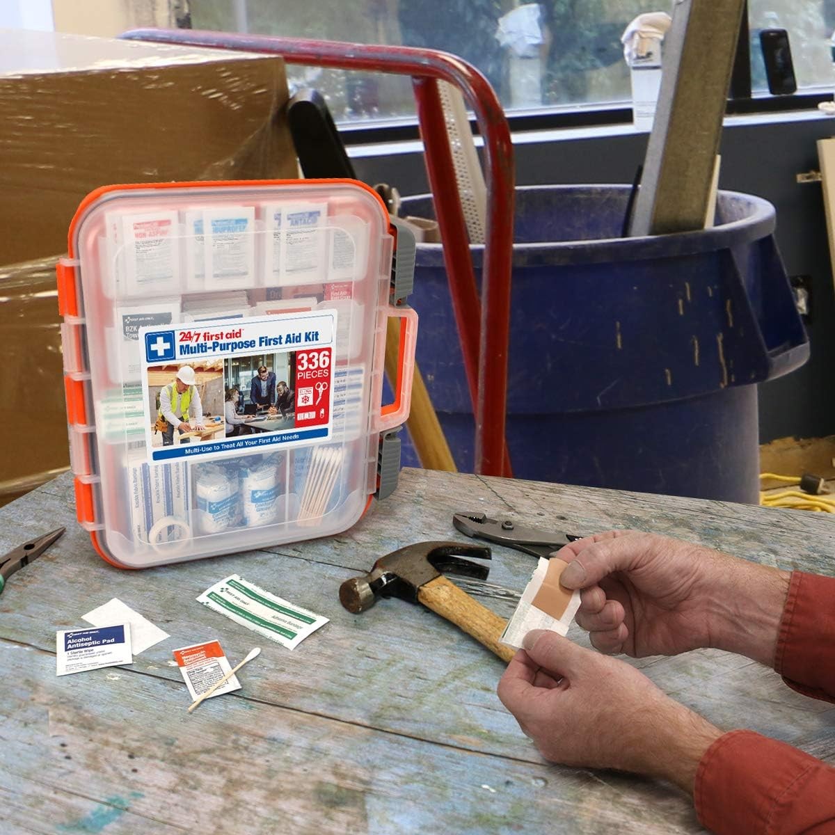 OSHA Compliant 336-Pc First Aid Kit for 100 People, Home/Office/Car