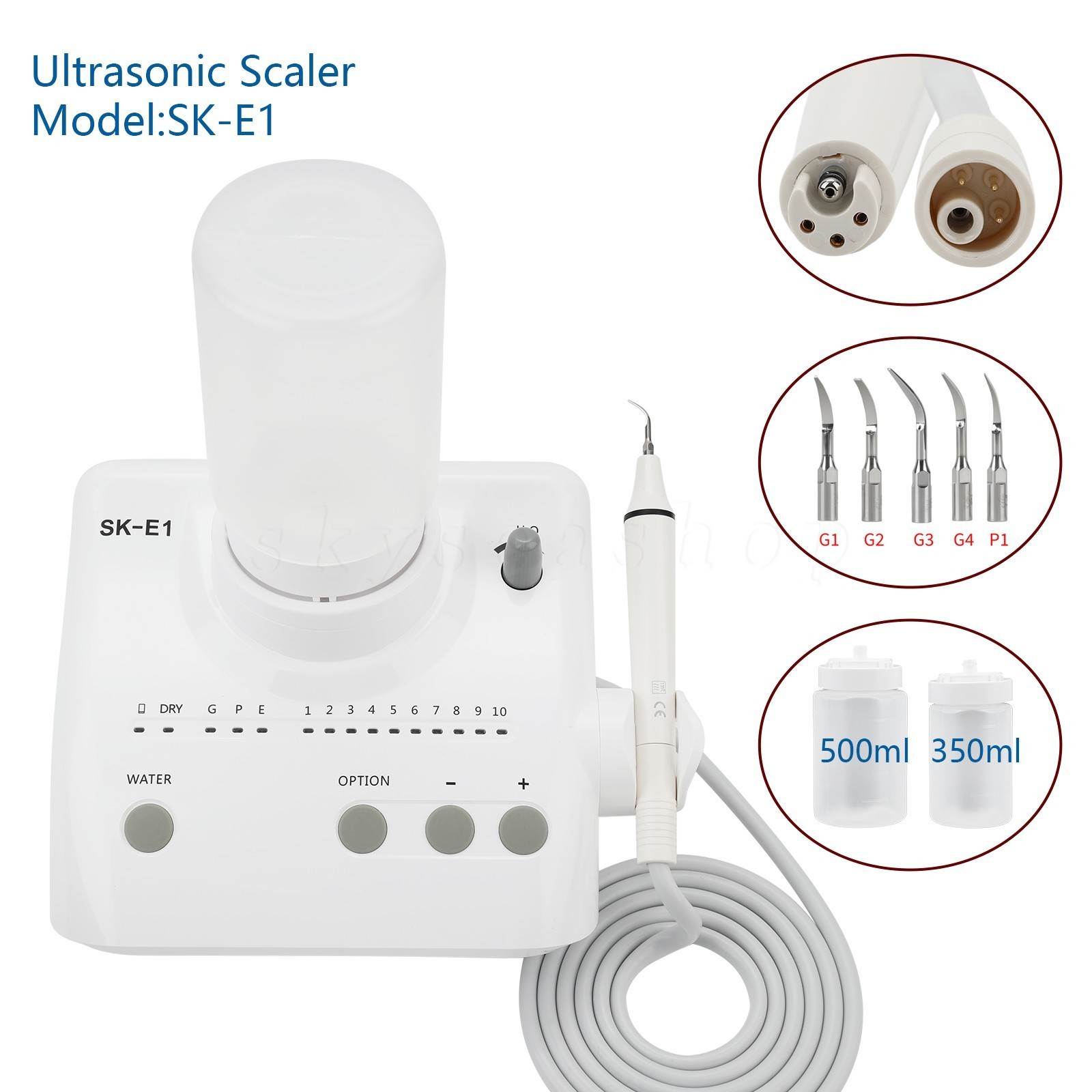 Dental Ultrasonic Scaler & 2 Bottles Fit EMS Cavitron SKYSEA / +Handpiece HW-3H