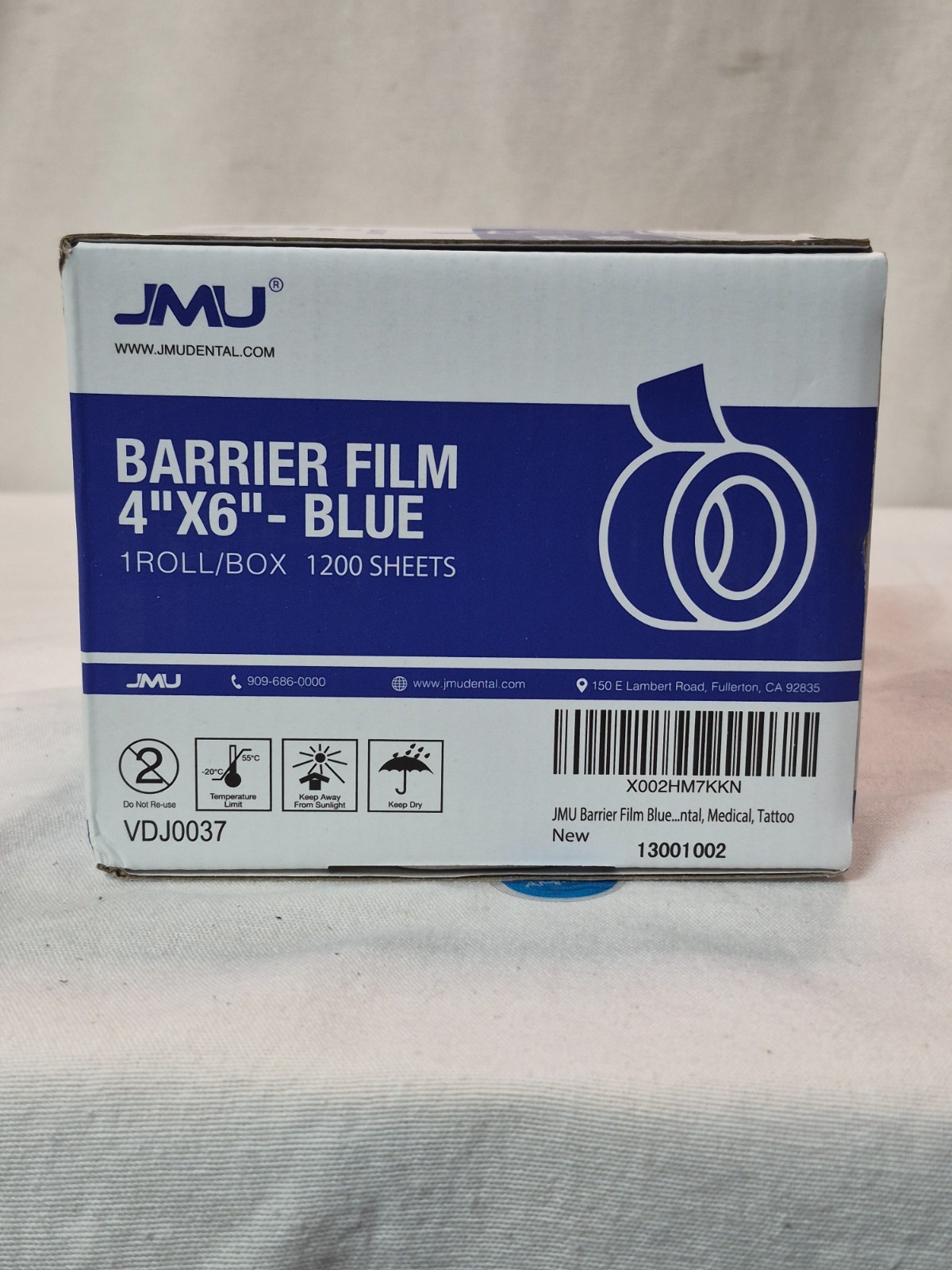 JMU Barrier Film Roll Tape Blue 4″ x 6″ 1200 Sheets Dental Barrier Film Roll