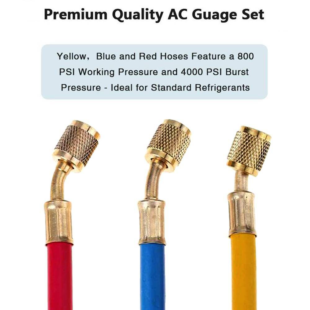 R410A R22 Manifold Gauge Set AC A/C 5FT Color Hose Air Conditioner HVAC 59» New