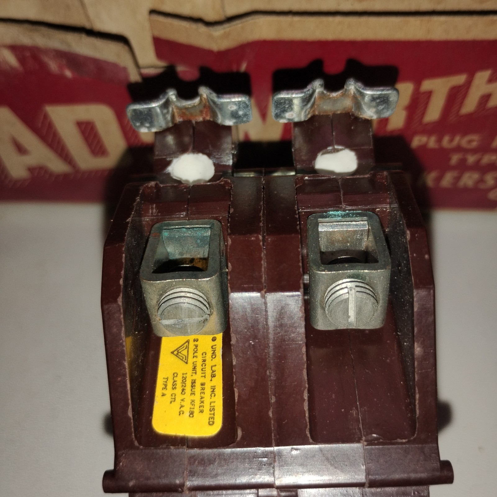 Wadsworth A250 50 Amp 2-Pole Circuit Breaker – Red Bar – Metal Feet – NOS