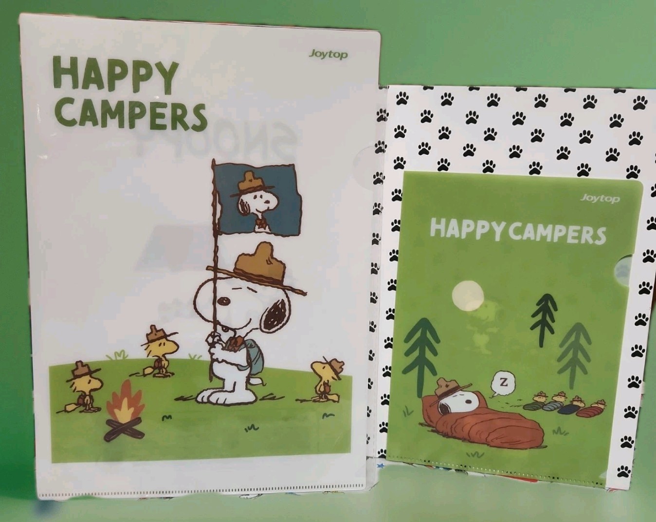 Peanuts Snoopy Beagle Scout 2 Plastic Pocket Folder Set Lg 12×8.5 Small 8.75×6.5