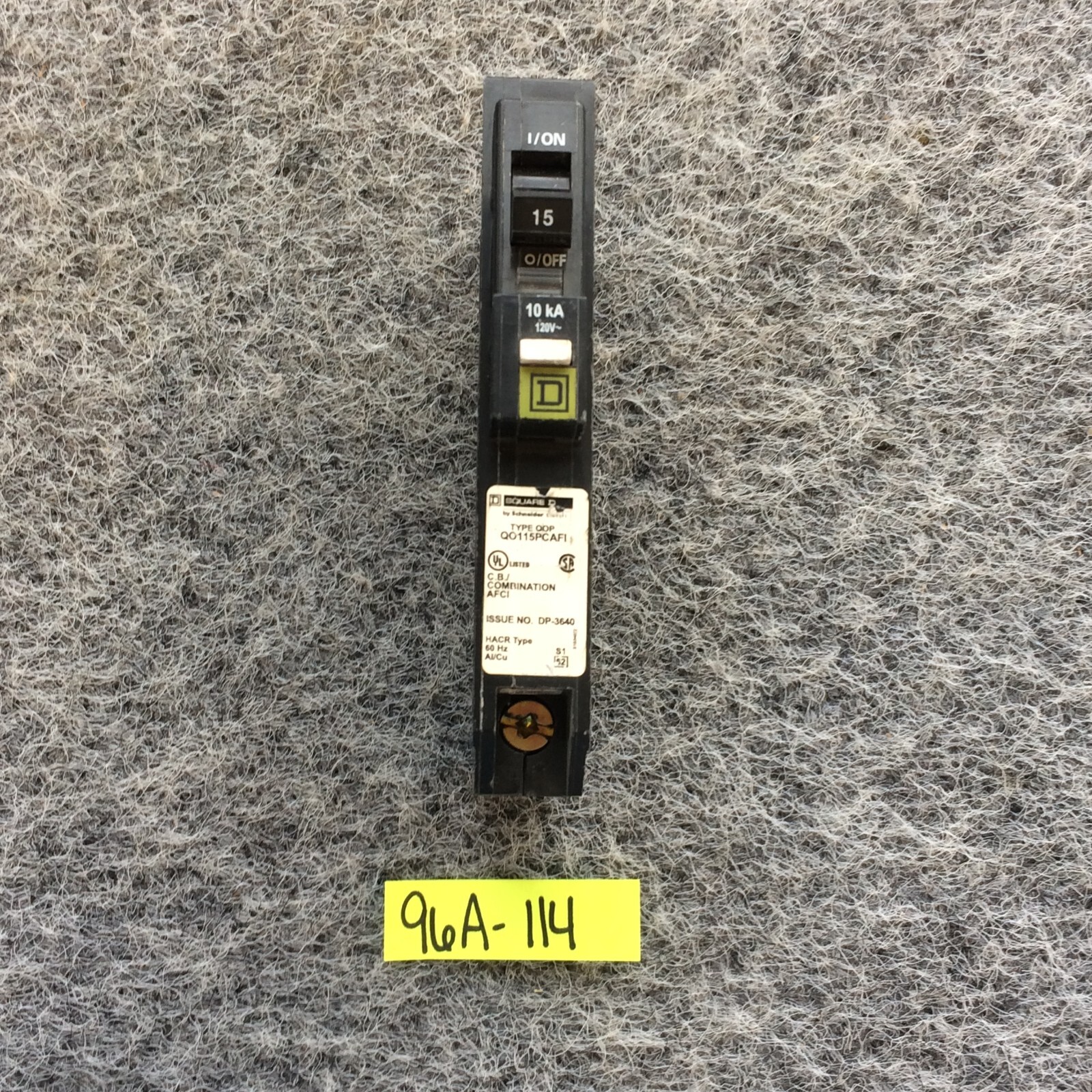 Square D QO115PCAFI 1 Pole 15A 120V QOP Plug In Neutral Combination Breaker