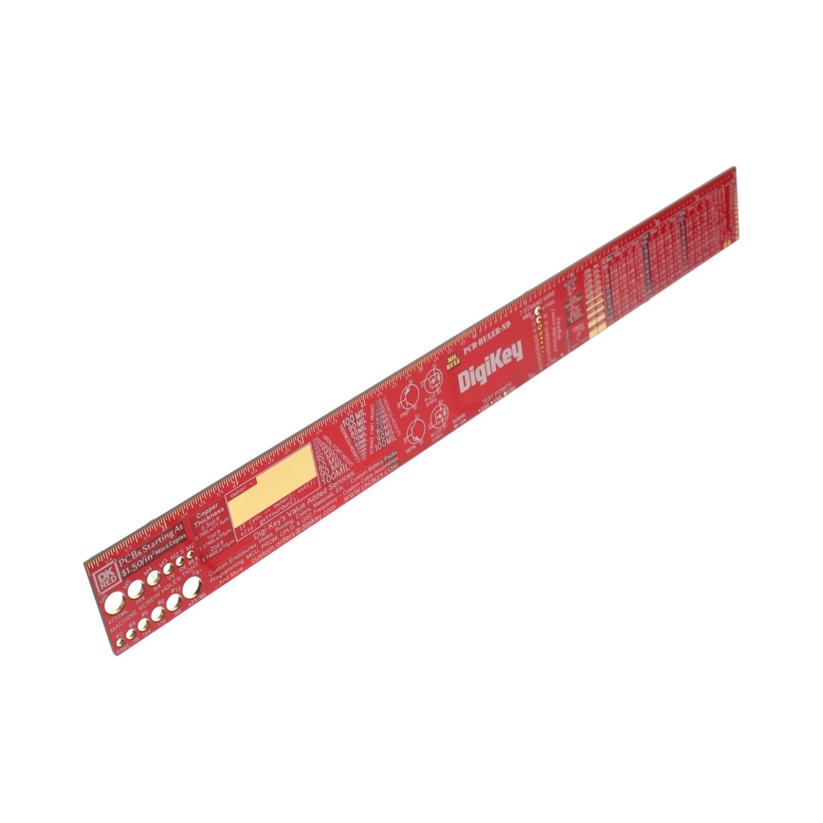 Digi-Key RED PCB LAYOUT REFERENCE RULER 12″
