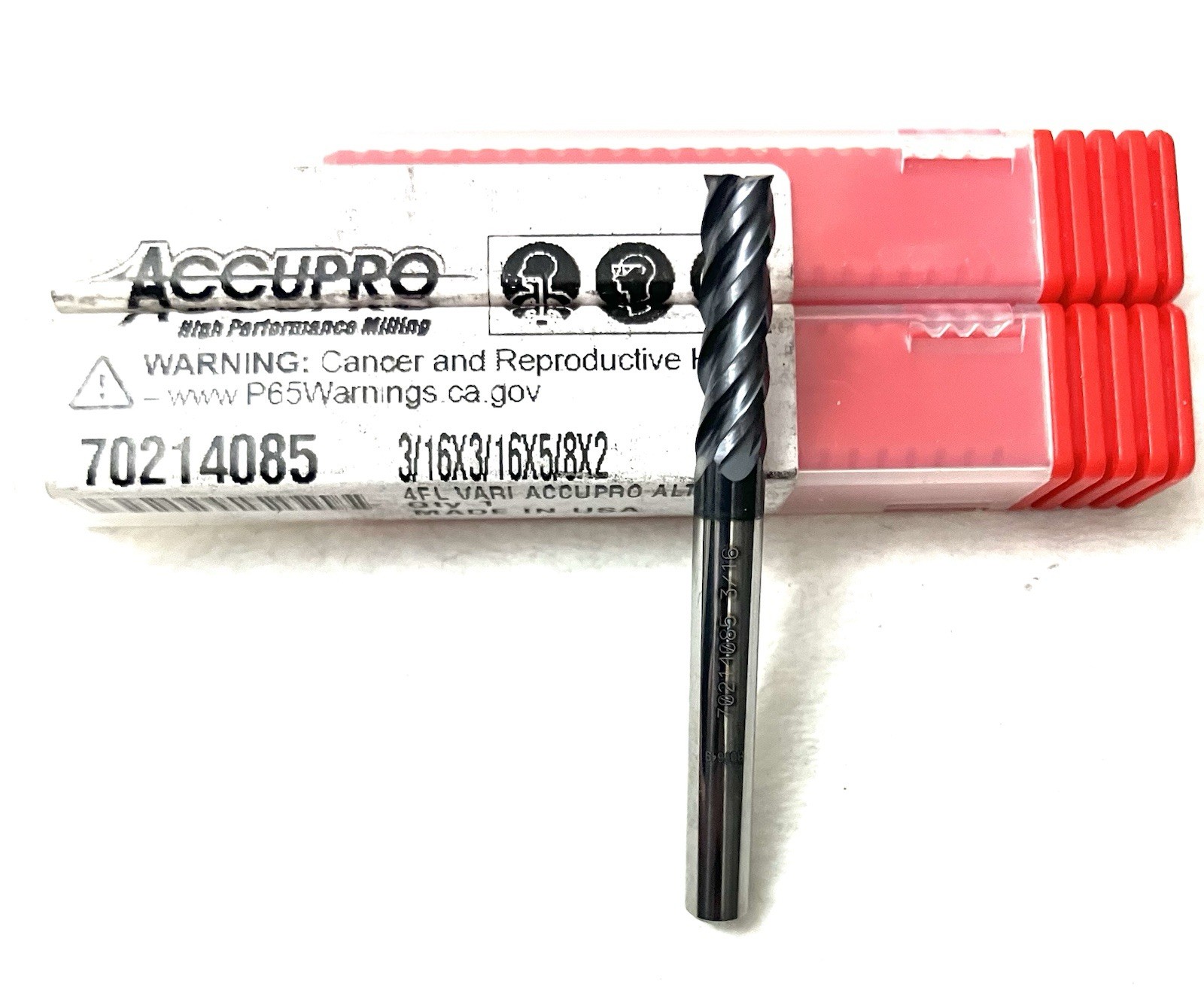 5PC Accupro 70214085 3/16″ 4FL Square End Mill Solid Carbide AlTiN NEW