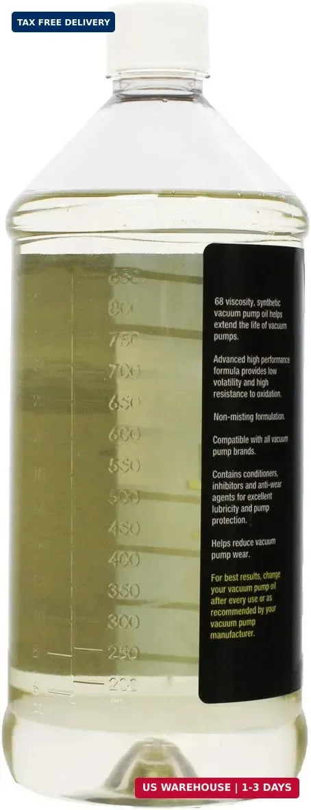 32oz Synthetic Vacuum Pump Oil – Compatible with Most Brands, 68 Viscosity