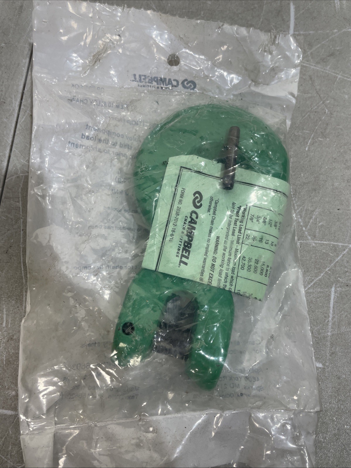 Campbell Chain 3/8″ Quik Alloy Grab Hook Grade 100 Painted Green SEE DESC