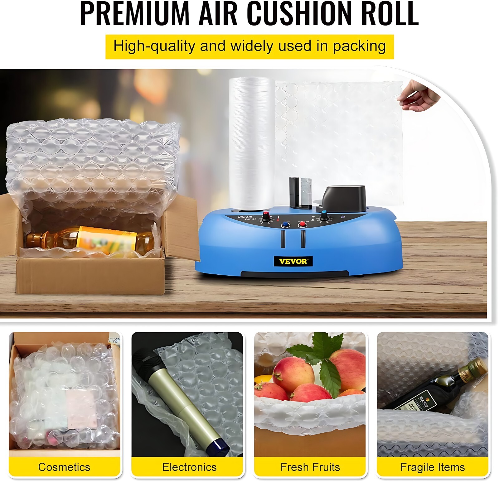 Bubble Protector Wrap 16 x 13 inch, 985 ft Air Cushion Roll Pillow Bags Film
