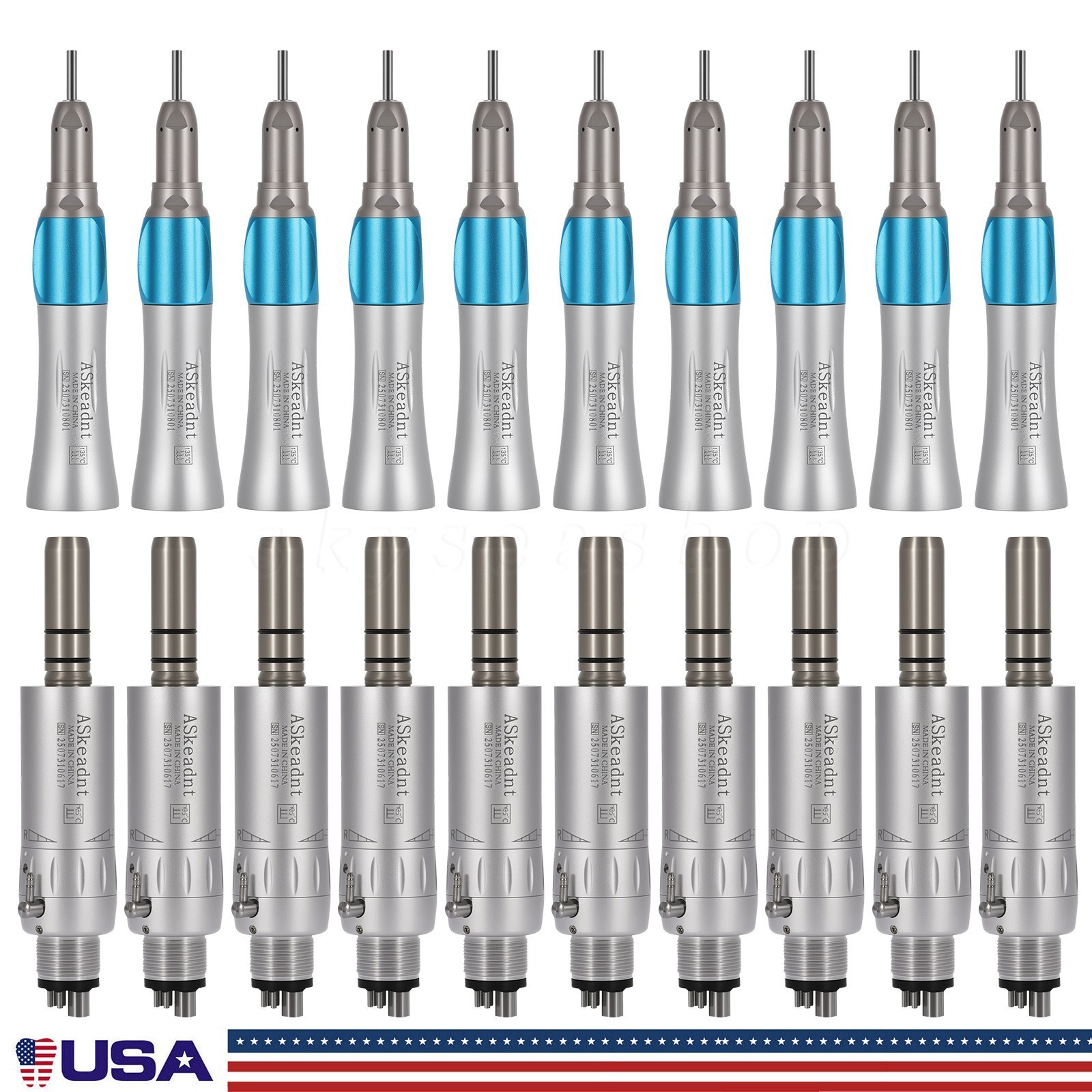 NSK Style Dental Straight Nose Cone/Air Motor Low Slow Speed Handpiece 4Hole NEW