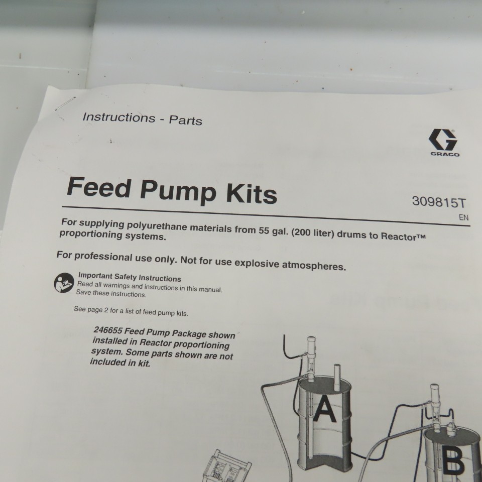 Graco 309815T Stainless Steel Feed Pump Kit For 55 Gallon Drums 1″ NPT
