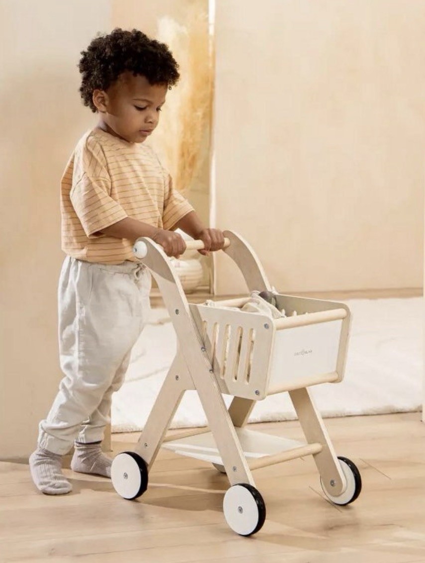 New Coco Village Wooden Shopping Cart 2+ Years Play Food Kitchen Play Hardwood