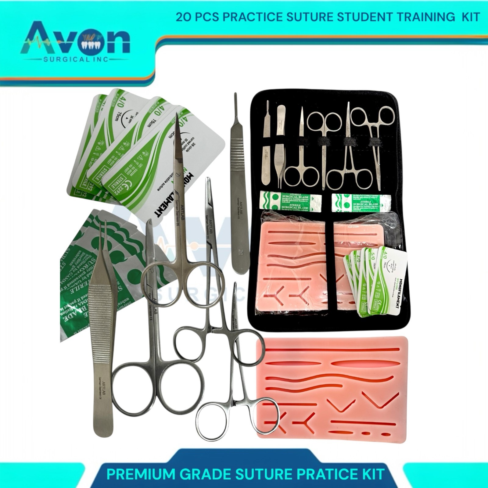 20PCS Practice Suture Kit for Training Student Use – Includes Essential Tools