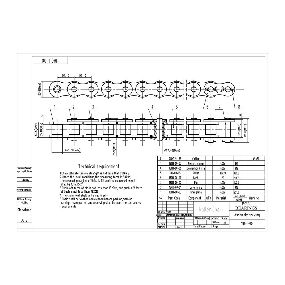 #180H Heavy Duty Roller Chain x 10 feet + 2 Connecting Links + Same Day Shipping
