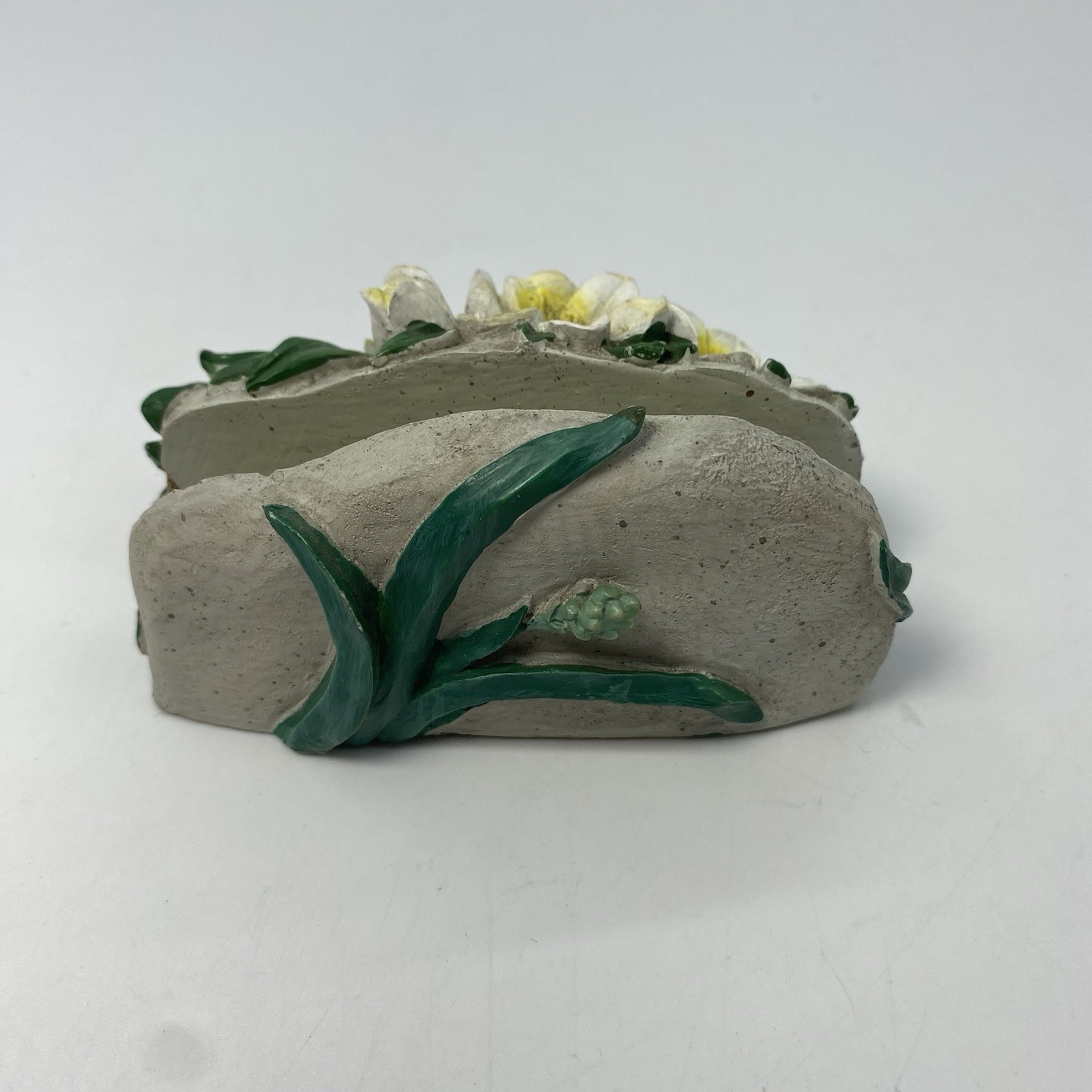 Vintage Business Card Holder Floral Resin 3.5” Recipe Card Desk Accessory